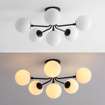 Olivier Parisian 24" Globe Modern Industrial Iron Bistro LED Semi Flush Mount
